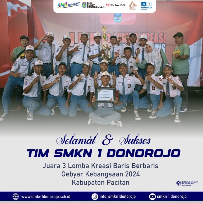 PARTISIPASI SMKN 1 DONOROJO DALAM LOMBA KREASI BARIS-BERBARIS (LKBB) GEBYAR KEBANGSAAN DI GOR PACITAN TAHUN 2024